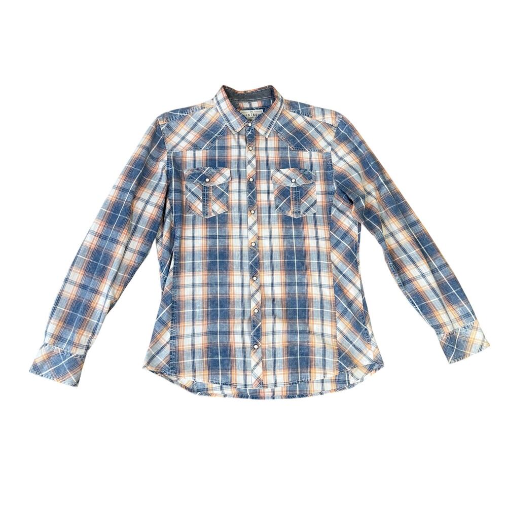 BKE Athletic Fit Vintage Plaid Long Sleeve Button Up Shirt US Mens L